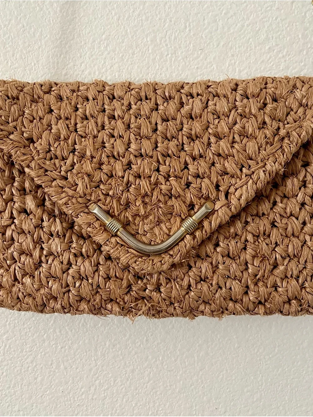Woven Straw Envelope Crossbody Bag - Brown